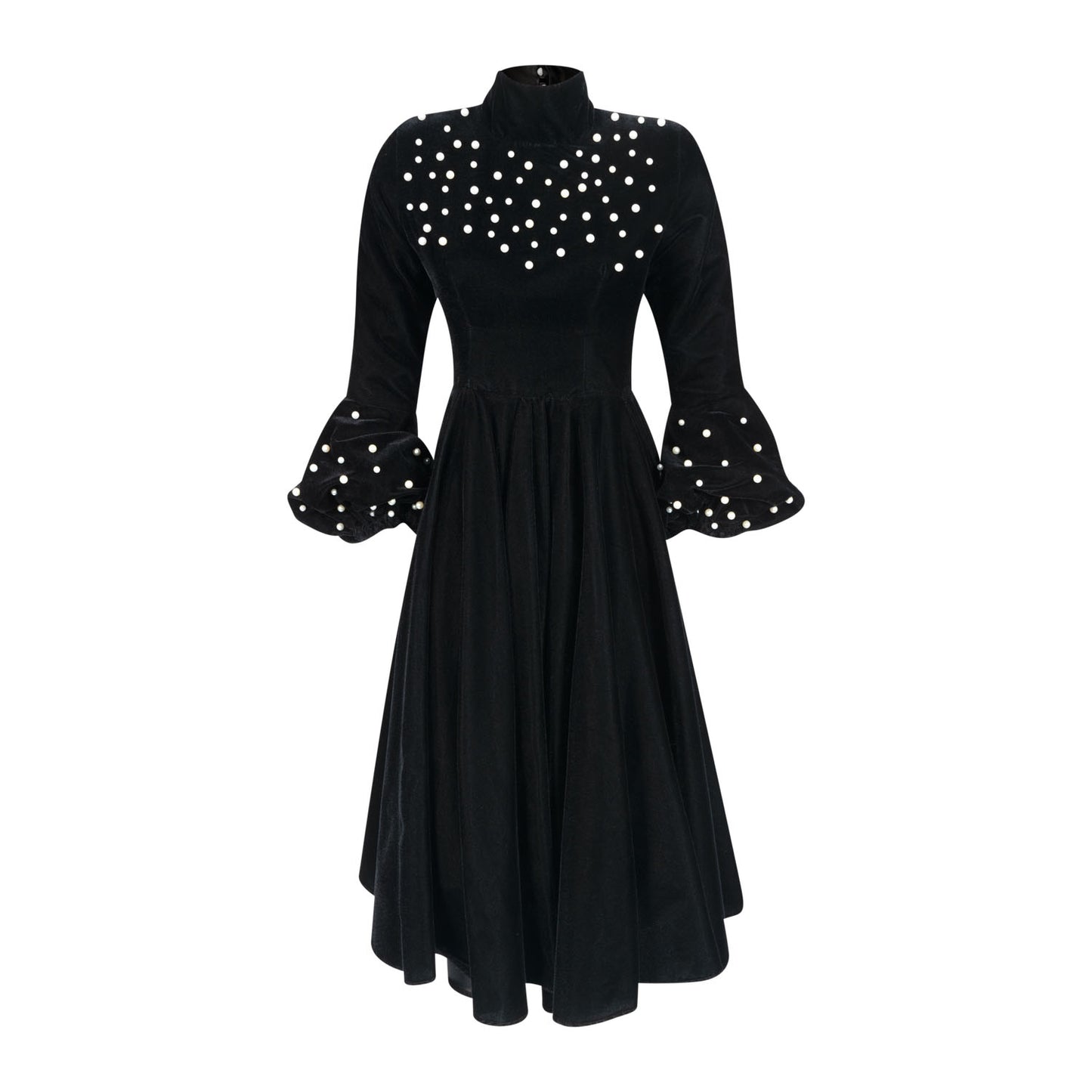 Black Velvet Pearled Dress
