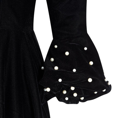 Black Velvet Pearled Dress