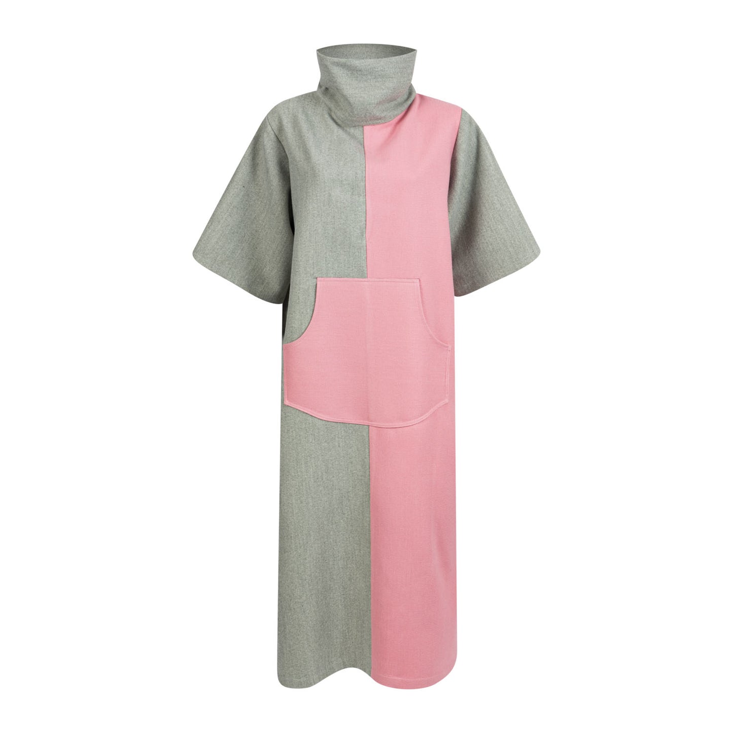 Colour Block Woven Knit Cowl Neck Maxi Dress