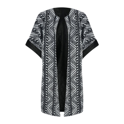 Printed Mansa CrewNeck Reversible Coat with Side Entry Pockets