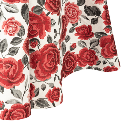 Rose Print Fit & Flare Brocade Floral Dress