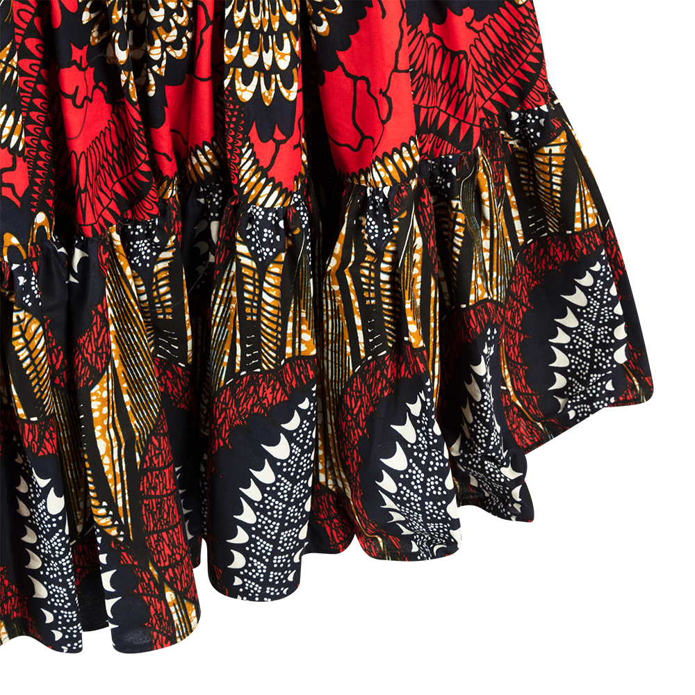 Tribal Print fit flare tiered Maxi Dress
