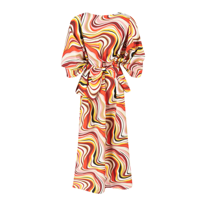Woven Belted, Candy print Kimono with brooch
