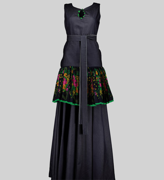 Tsonga Pleated Maxi Denim Dress