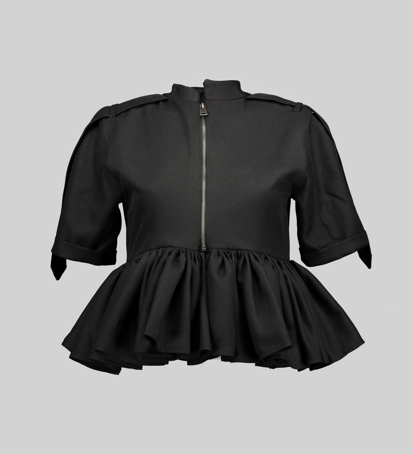 Short Sleeved Milli Peplum Top Black by AFI Privé