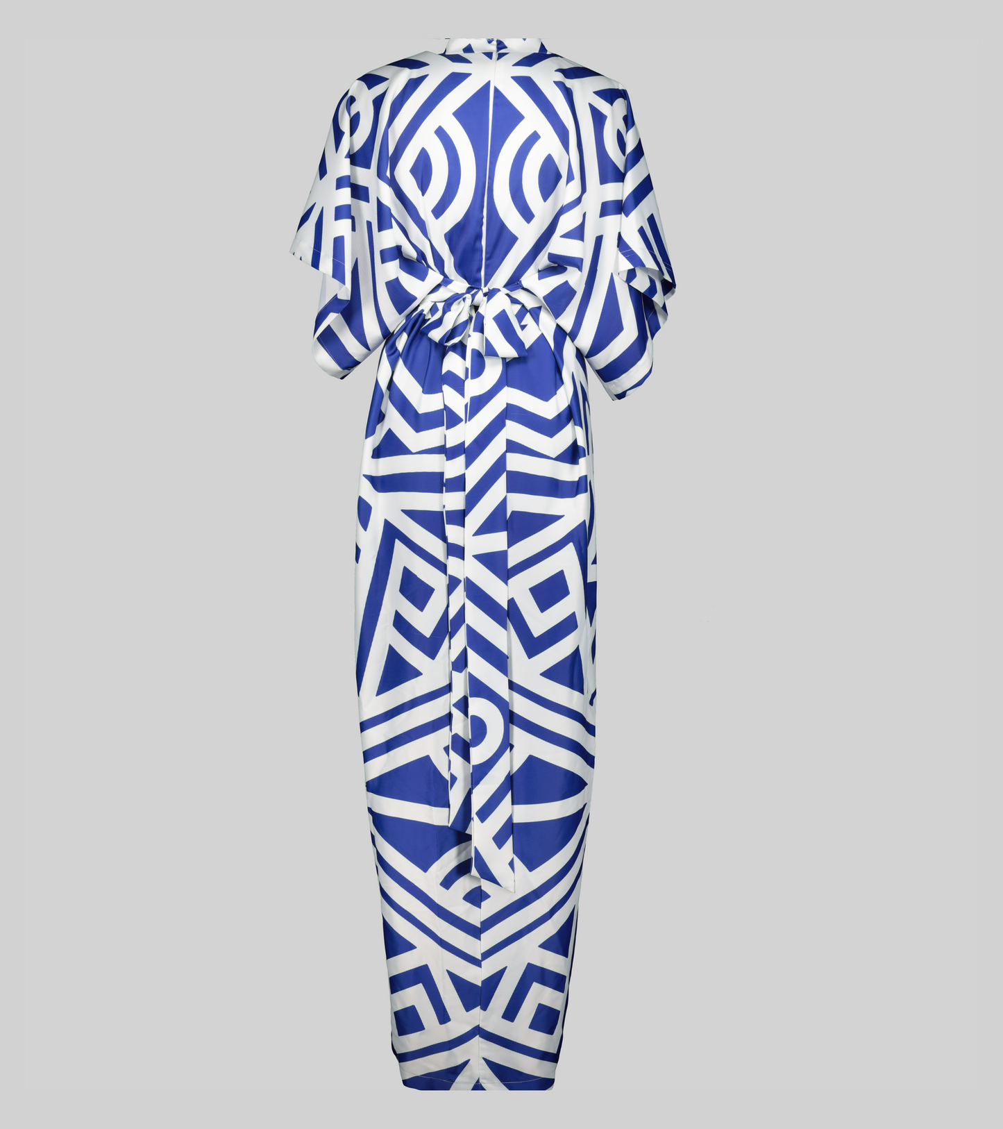 Alia Bare Mykonos Print Dress Medium Blue & White