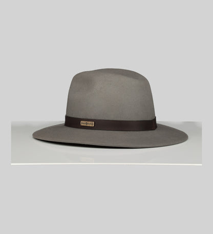 Two Tone Fedora Hat with Charcoal Trim