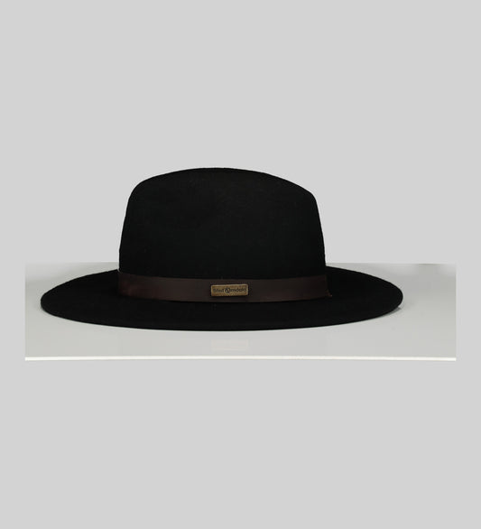Two Tone Fedora Hat with Dark Brown Trim