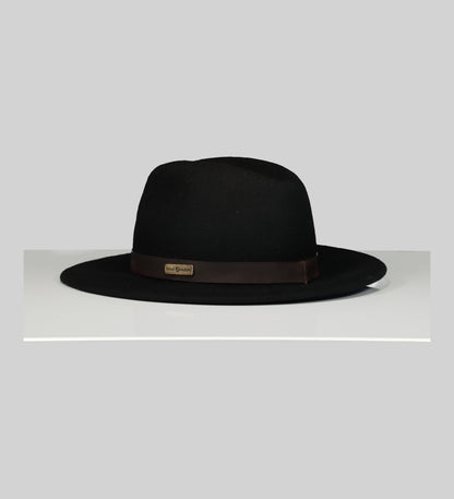 Two Tone Fedora Hat with Dark Brown Trim