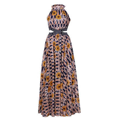 Tshwane Print Maxi Dress with Cross Elastic