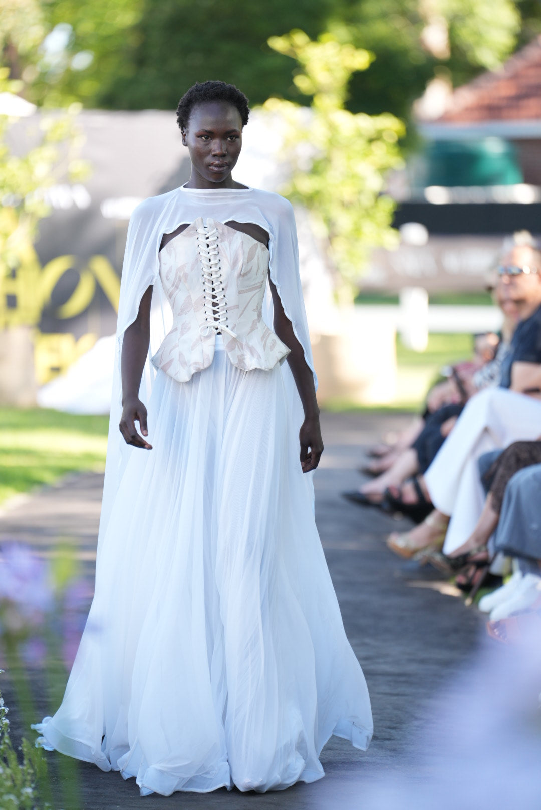 Celia Brocade Corset &amp; Mesh Flowy Skirt,