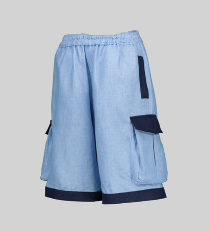 Men's Navy Linen Shorts