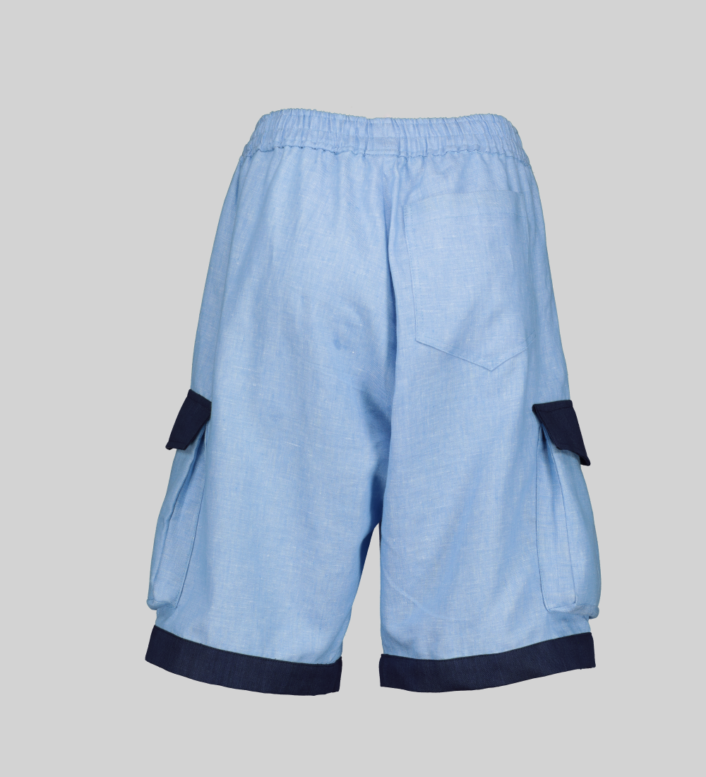 Men's Navy Linen Shorts