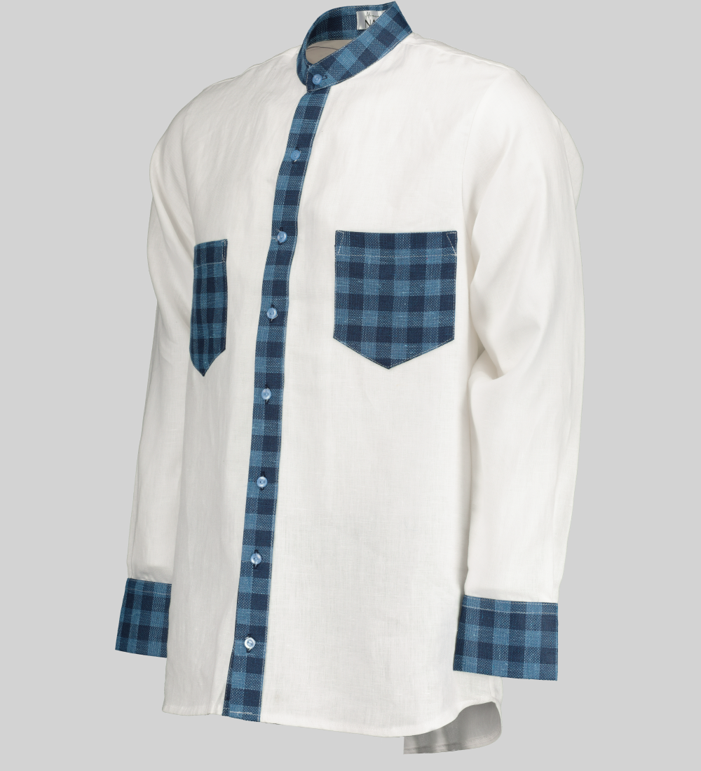 Men's Linen Mandarin Collar Shirt