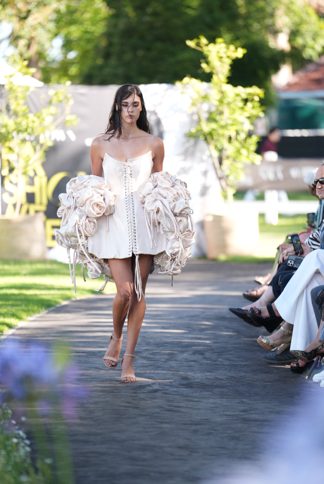 Model in Garden And Vee Corset Dress