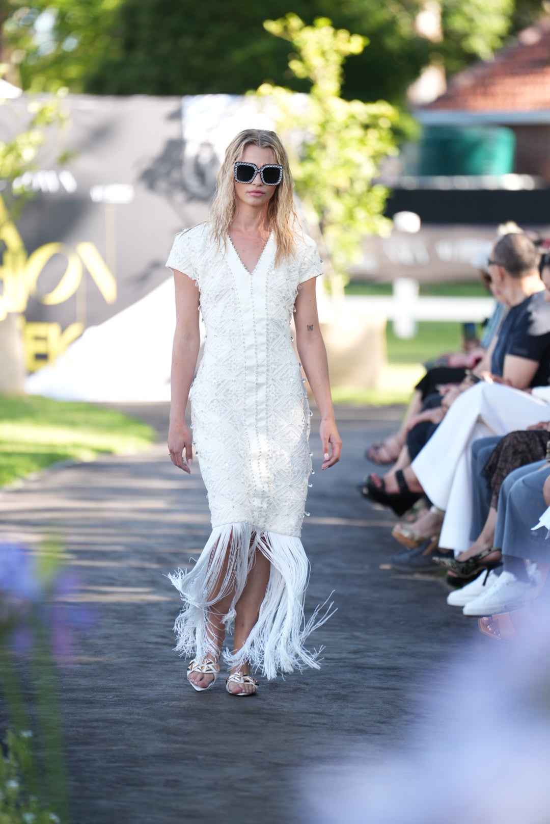 Mountain View Knit Cream Fringe Dress