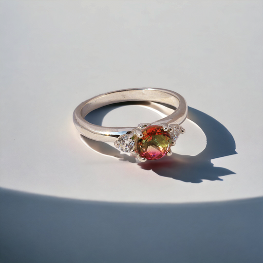 Round watermelon crystal ring