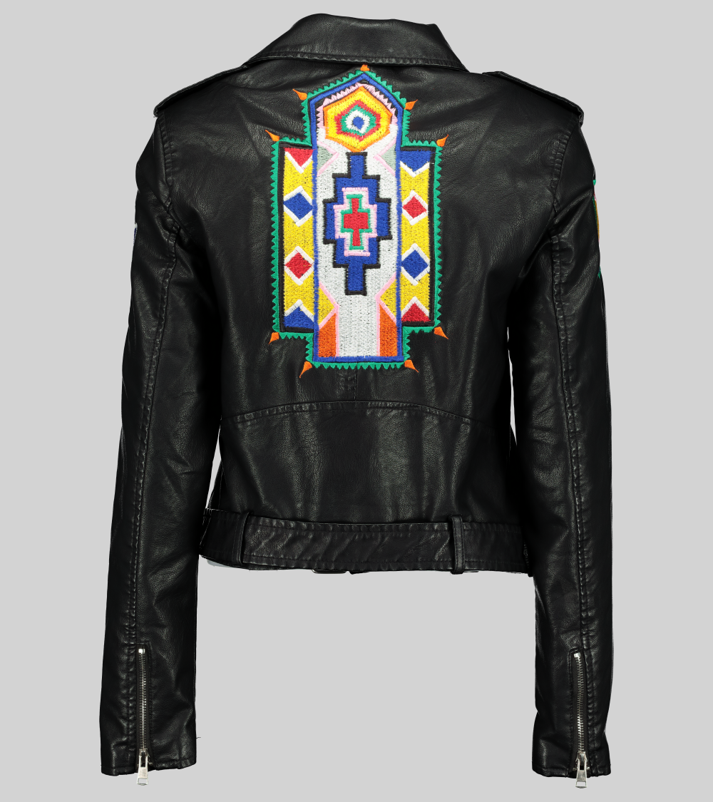 Ndebele double Biker jacket Maria McCloy