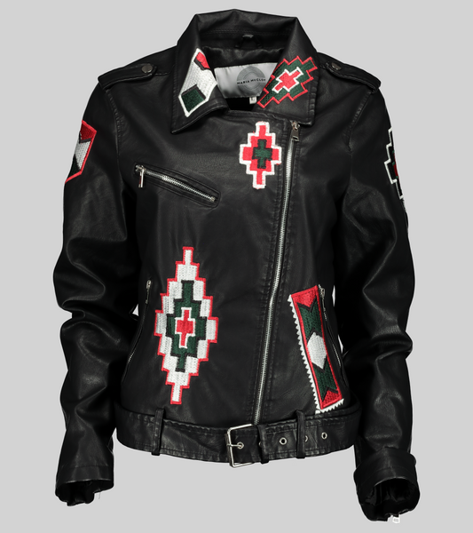 Ndebele Red and black biker jacket