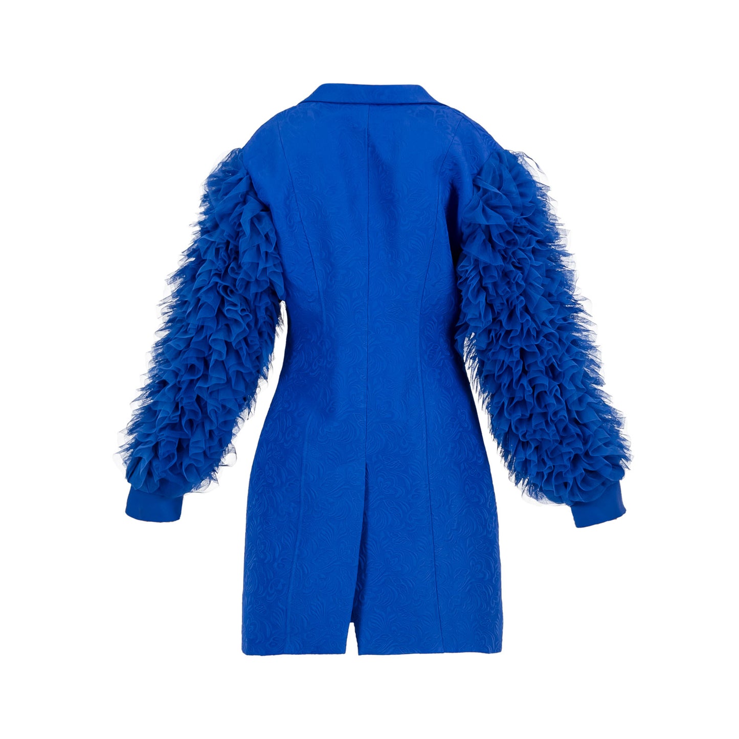 Brocade Frilled Sleeve lined Jacket Royal Blue