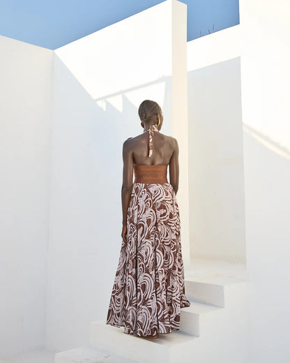 PLEATED CHOC-MAXI SKIRT