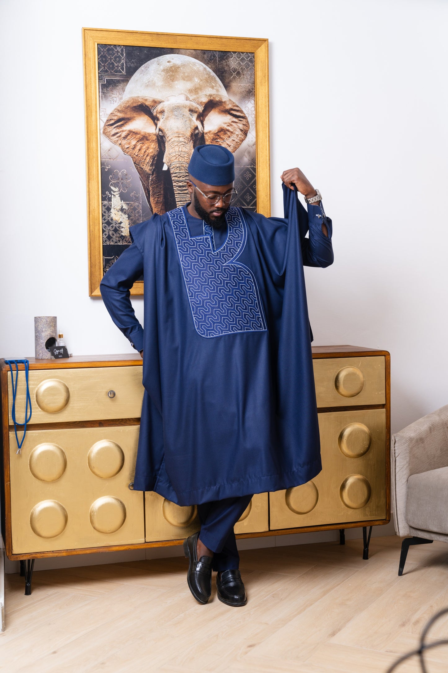 Ousmane Embroidered Bubu, Shirt & Pants Set