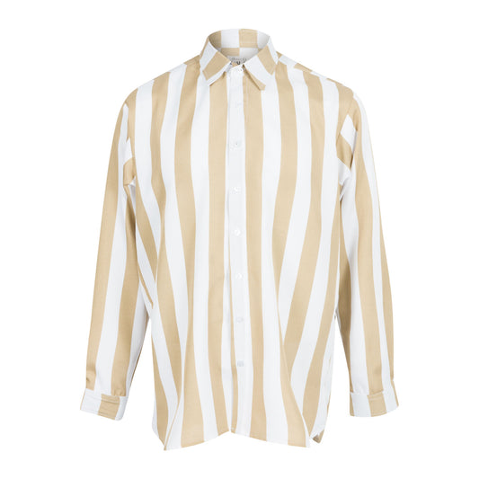 White & Beige Striped Shirt