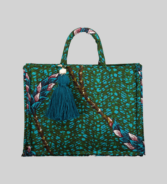 Leaf Stem Print Tinee Tote Bag with Pouch