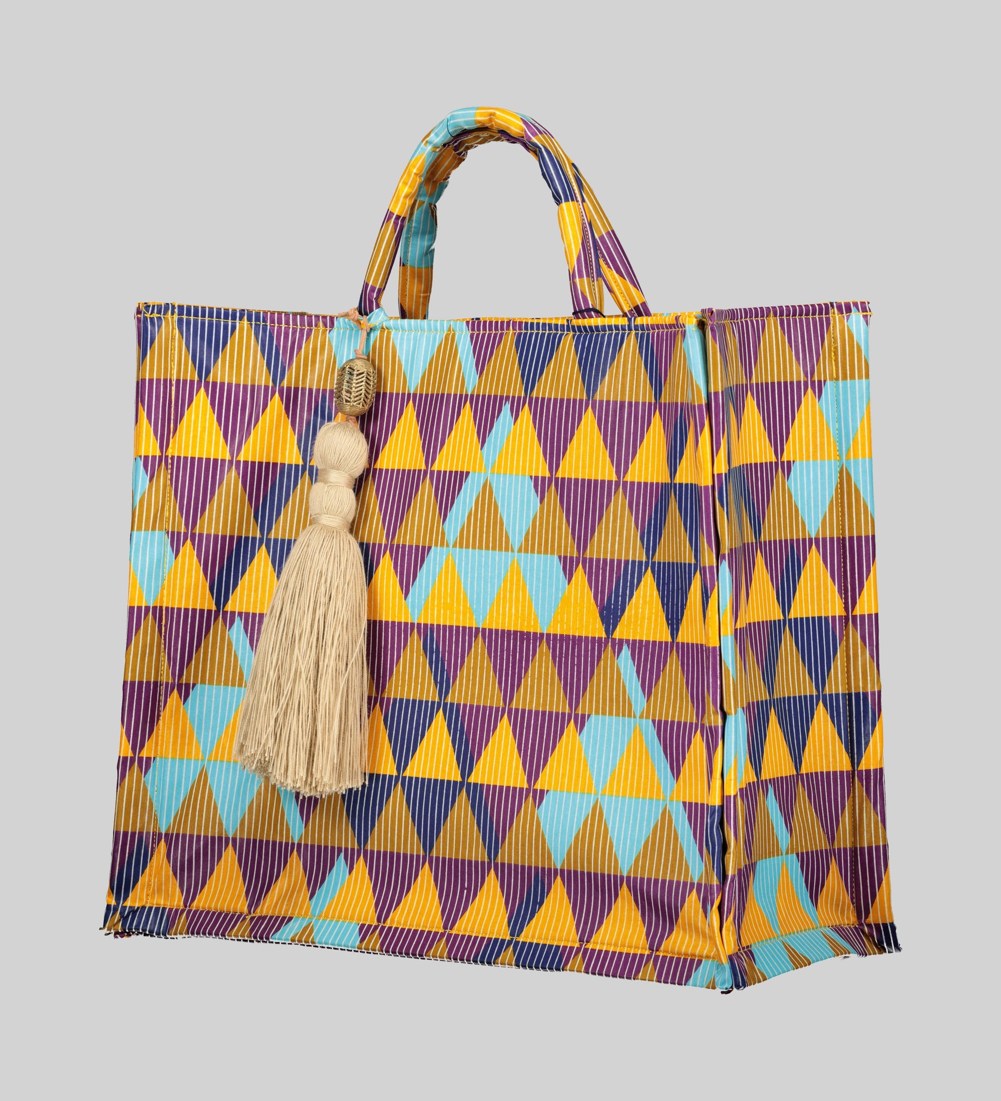Tribal Print Tote Bag with Pouch Multi-Colored Zinhle Designs