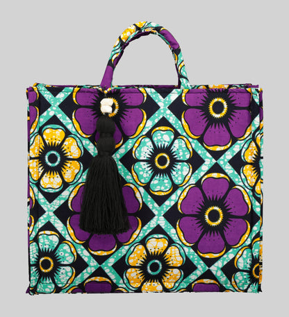 Thuli Floral Print Tote Bag with Pouch Zinhle Designs