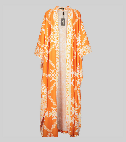Zinder print linen kimono