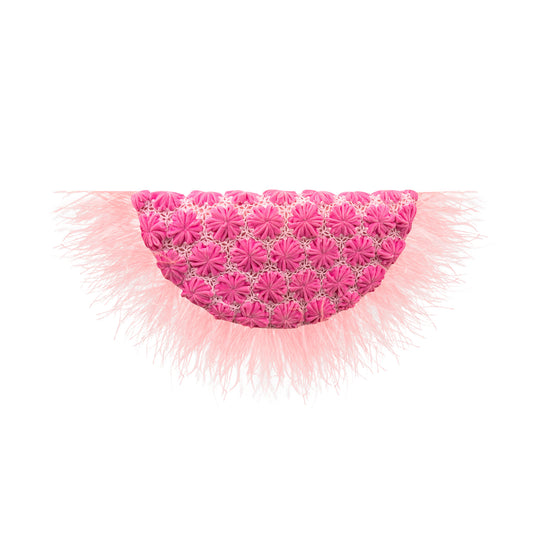 Pink Silk Velvet Purse With Autrice Feather