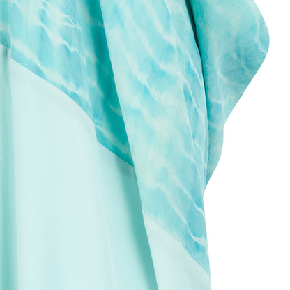 Turquoise Silk Chiffon Kaftan Tie Dye