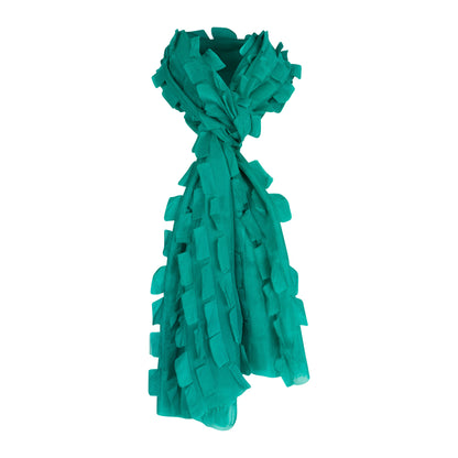 Turquoise Silk Plume Organza Scarf Eric Raisina