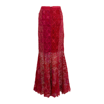Long Red Crotchet Skirt