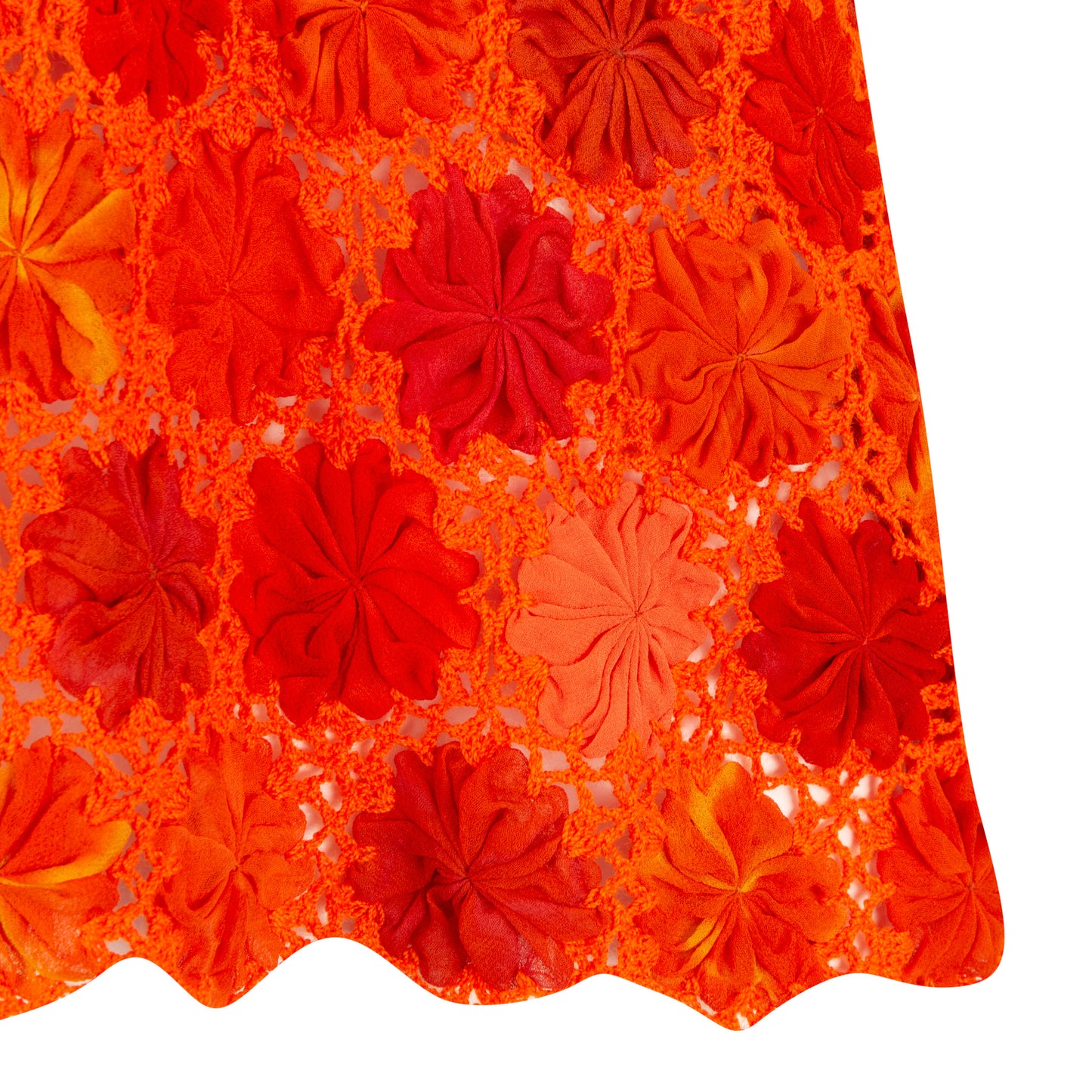 Orange Crotchet Silk Flower Top
