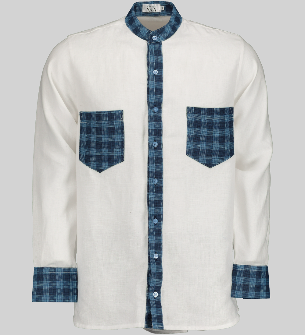 Men's Linen Mandarin Collar Shirt