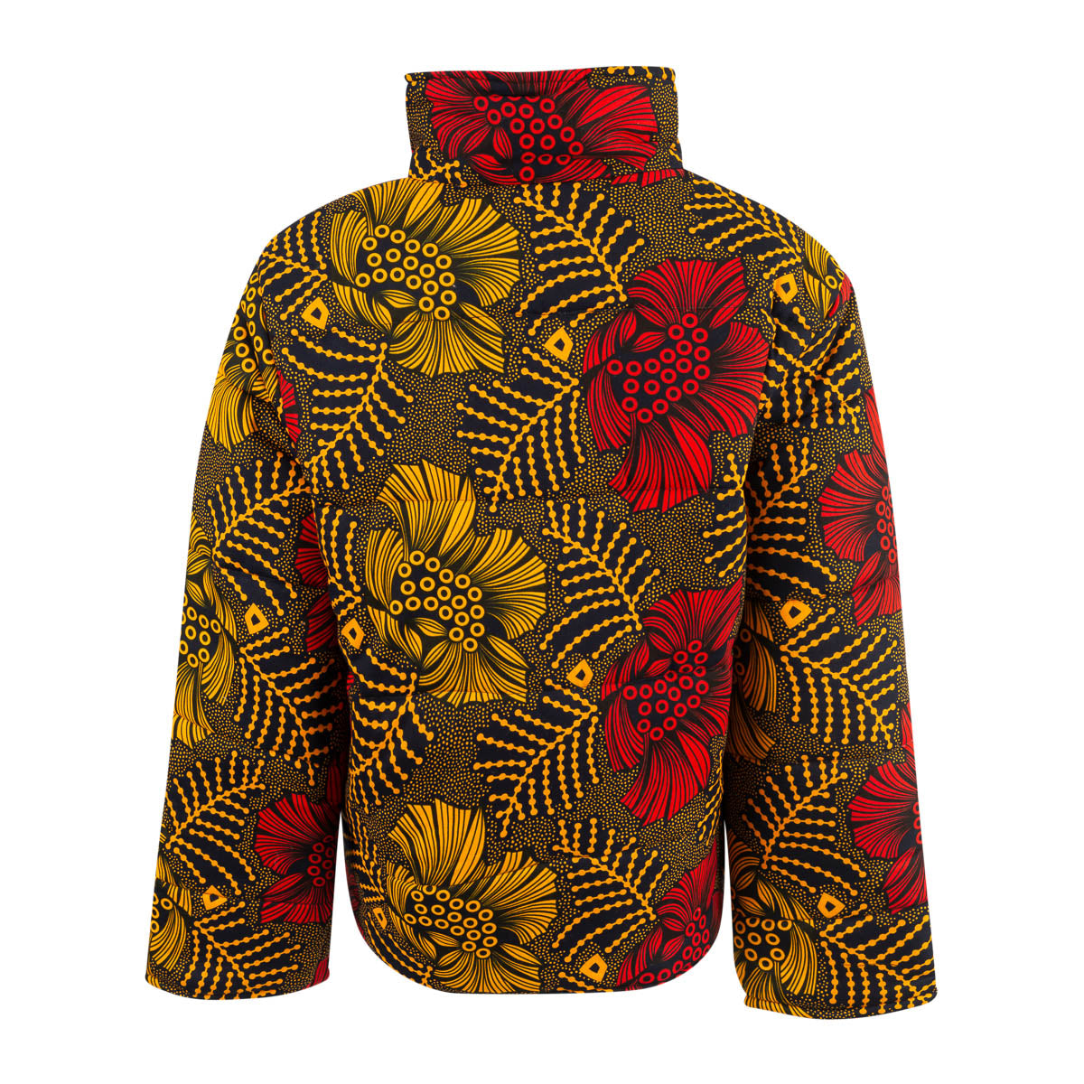 Red and Yellow Short Quilted Puffer Jacket