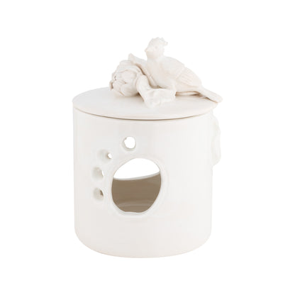 White Candle Holder with Lid Set