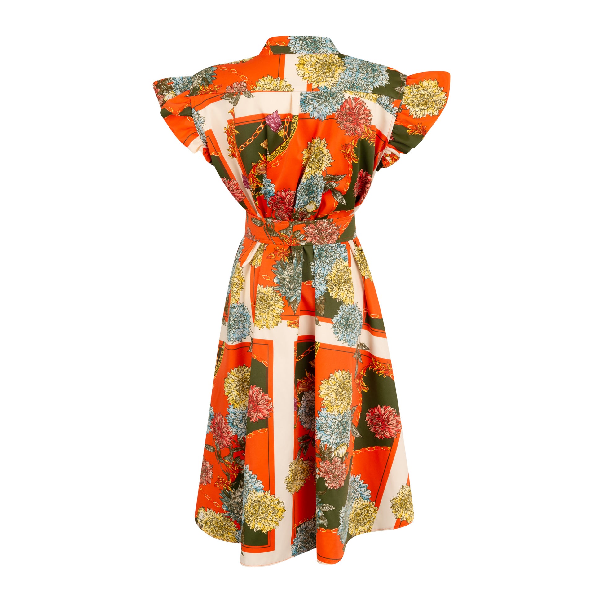 Digital Satin Midi Dress with Belt | AFI Online Store – House of Nala ...