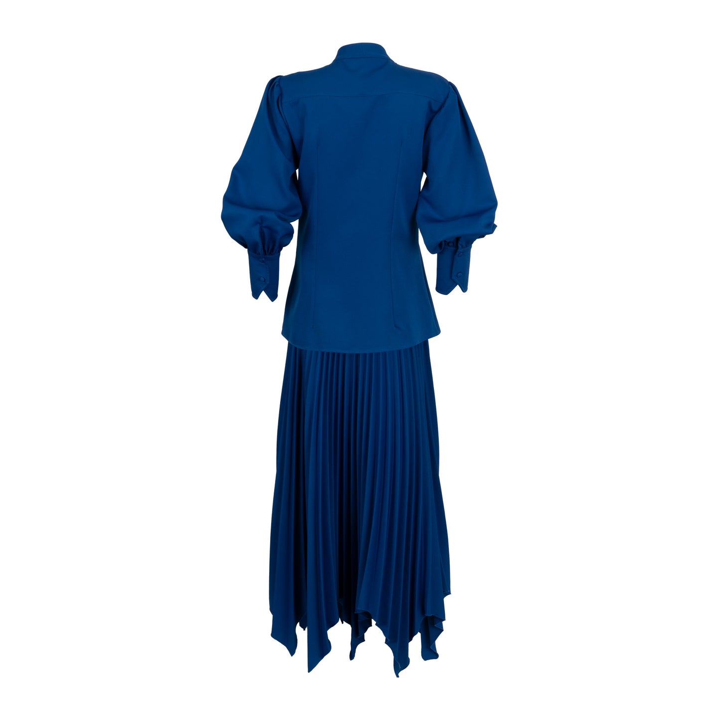 Blue Blouse and Pleated Skirt Set