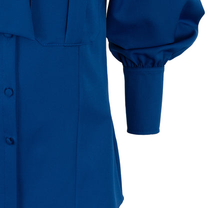 Blue Blouse and Pleated Skirt Set